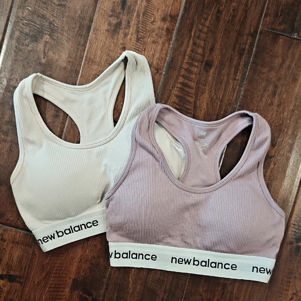 New Balance Women's Ribbed Sports Bra - White and Purple